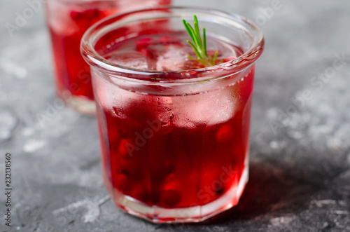 Wallpaper Mural Cranberry Cocktail with Ice and Rosemary On Grey Background Torontodigital.ca