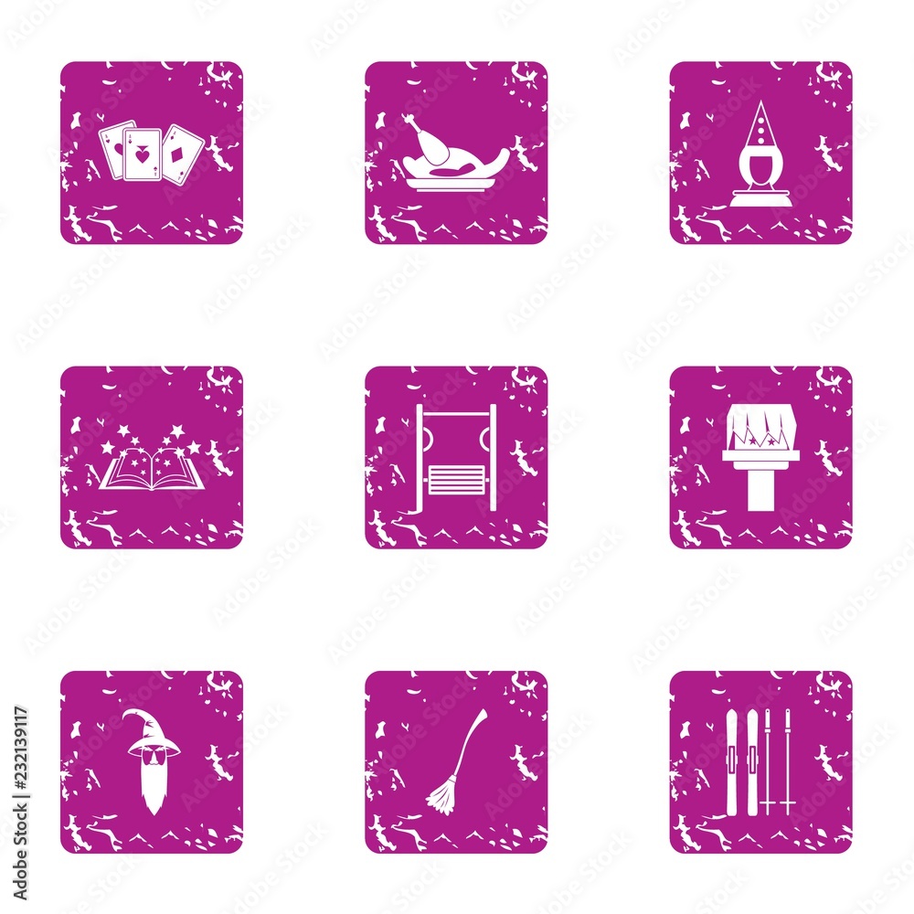 Fototapeta premium Magical intervention icons set. Grunge set of 9 magical intervention vector icons for web isolated on white background
