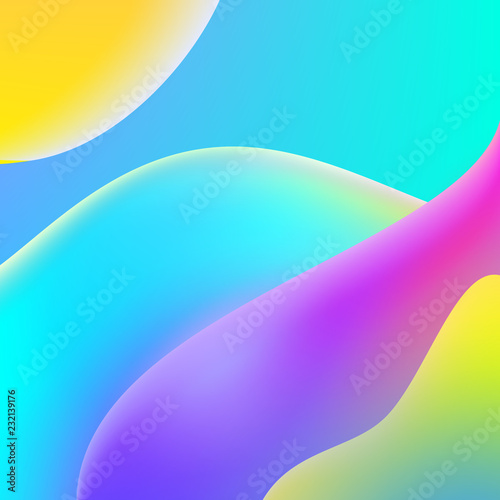 Lava lamp inspired abstract trendy background. Colorful realistic waves. Vector illustration. Design template.
