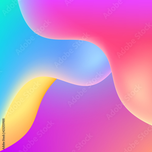 Lava lamp inspired abstract trendy background. Colorful realistic waves. Vector illustration. Design template.