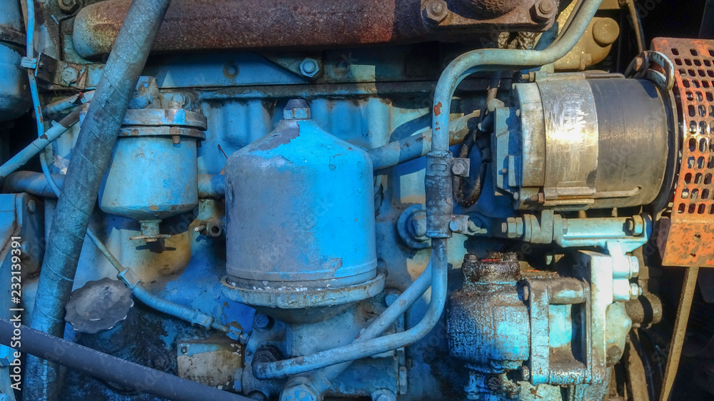 Details of a very old tractor, mechanical parts