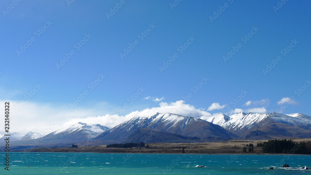 Tekapo Lake with Snow  in New Zealand