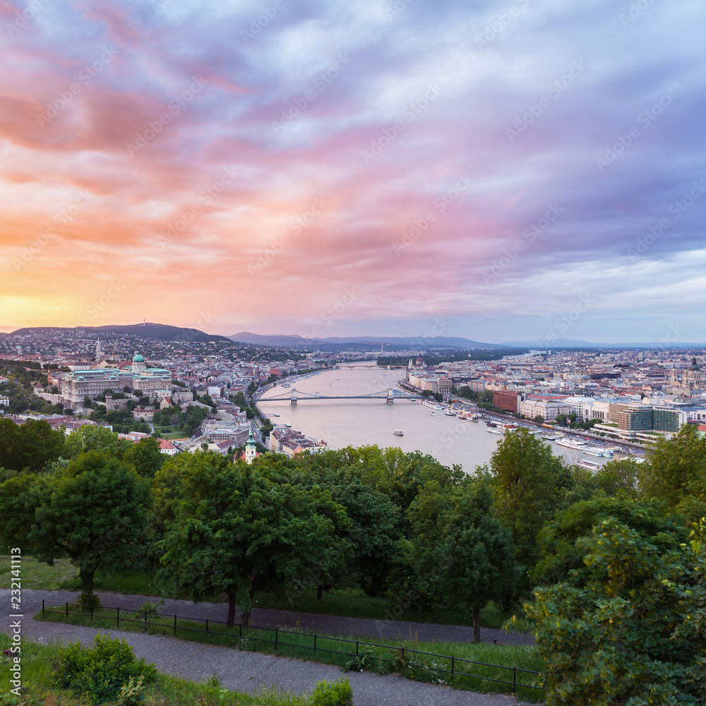 Panoramic view of Budapest at dusk