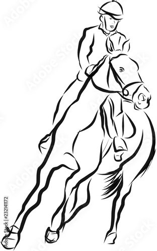 horse jumping obstacles during equestrian
