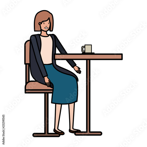 woman drinking coffee in the dining room