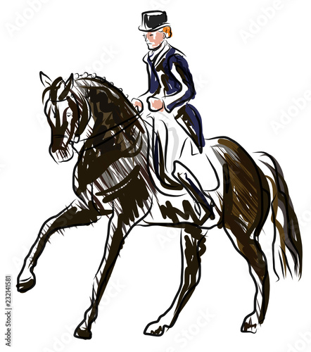 horse jumping obstacles during equestrian