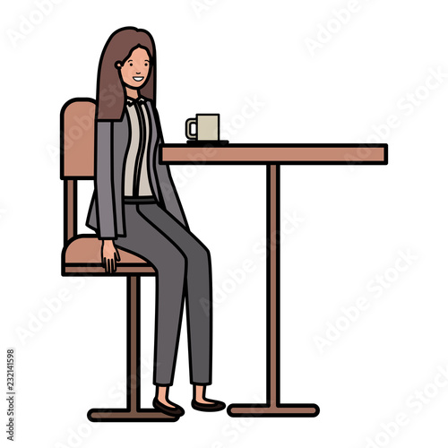 woman drinking coffee in the dining room