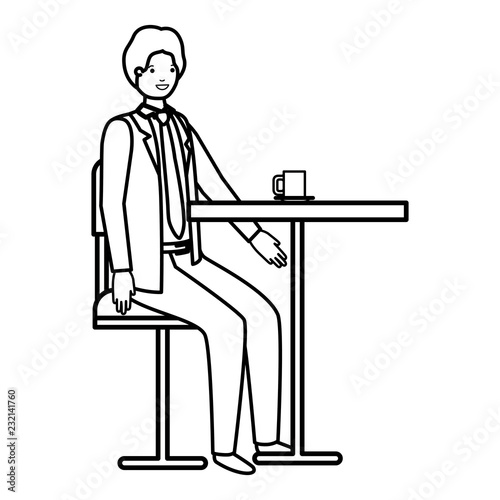 man drinking coffee in the dining room