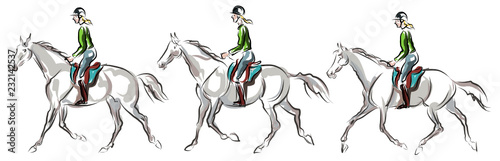 training Horse riding Equestrian sport  Jockey riding jumping horse