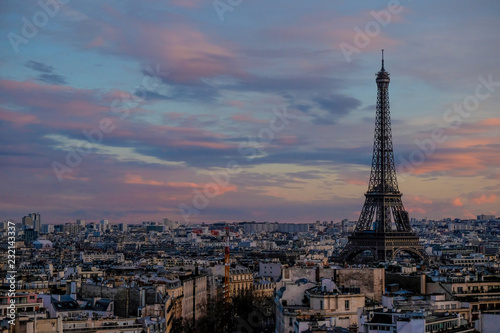Eiffel Tower from Arc de Triumph by Sunset