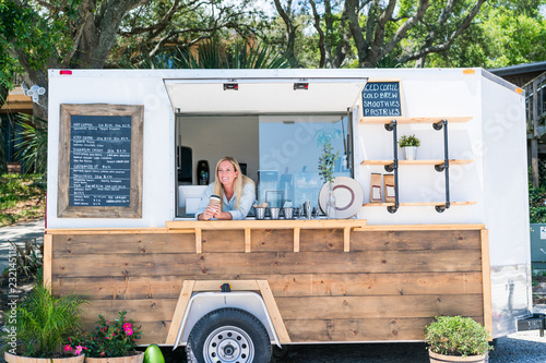 Woman selling coffee photo