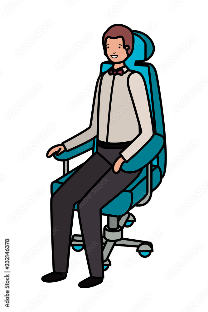 businessman sitting in office chair avatar character