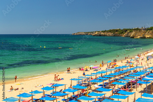 Beautiful beaches of the Algarve coast of Portugal, Armacao de Pera. © sergojpg