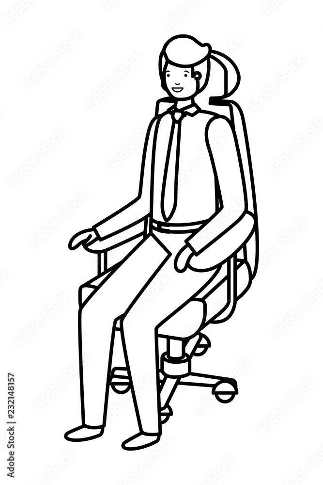 Fototapeta premium businessman sitting in office chair avatar character