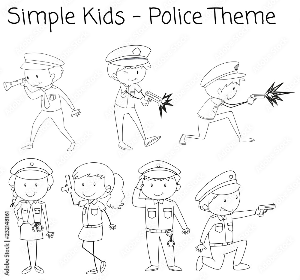 Doodle simple police character Doodle simple police character