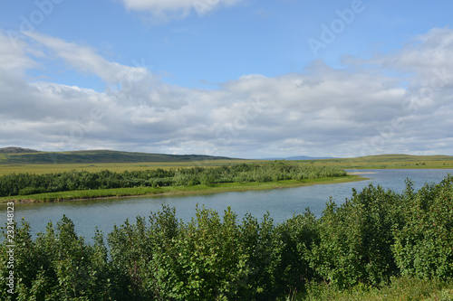 Fototapeta Naklejka Na Ścianę i Meble -  Northern river among tundra.