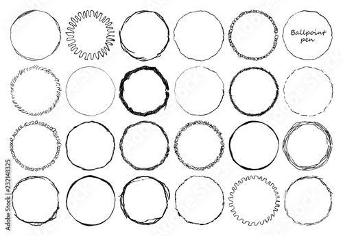 Set of doodle circle frames...
