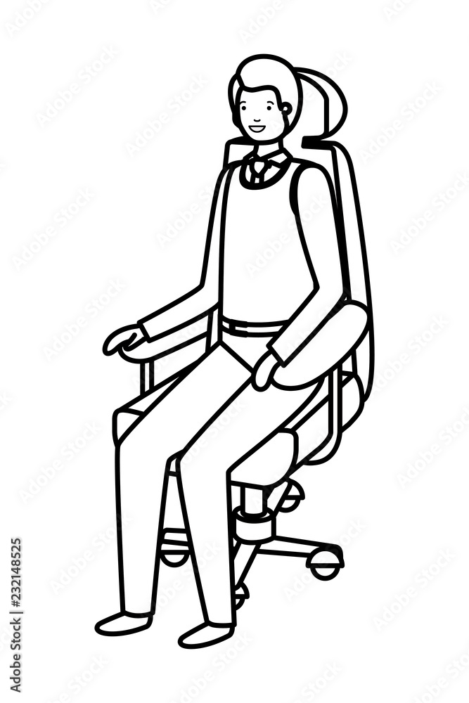 Fototapeta premium businessman sitting in office chair avatar character