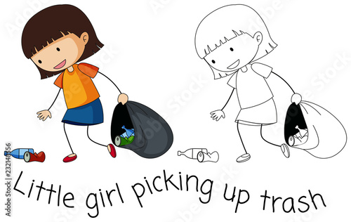 Doodle good girl pick up trash