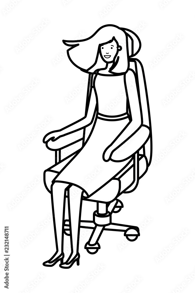 businesswoman sitting in office chair avatar character