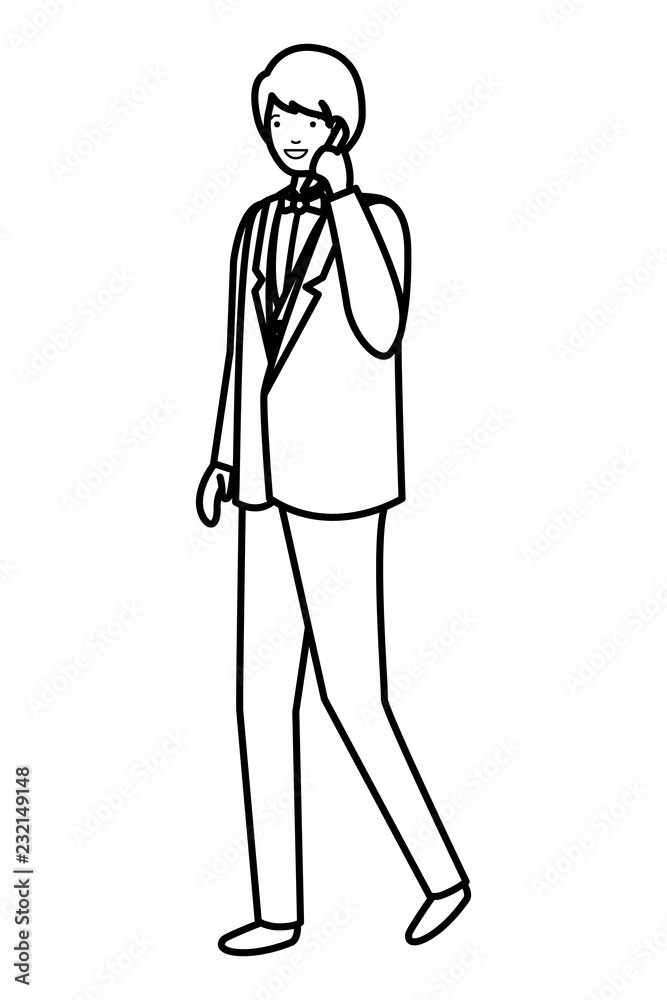 young business man wit smartphone avatar character young business man wit smartphone avatar character