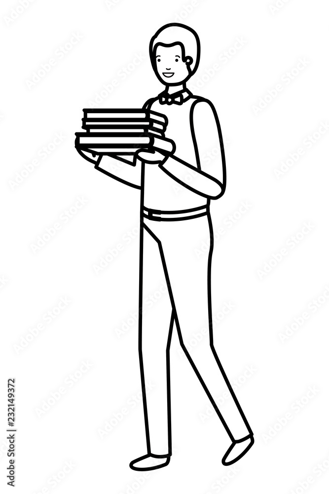 young business man wit book avatar character