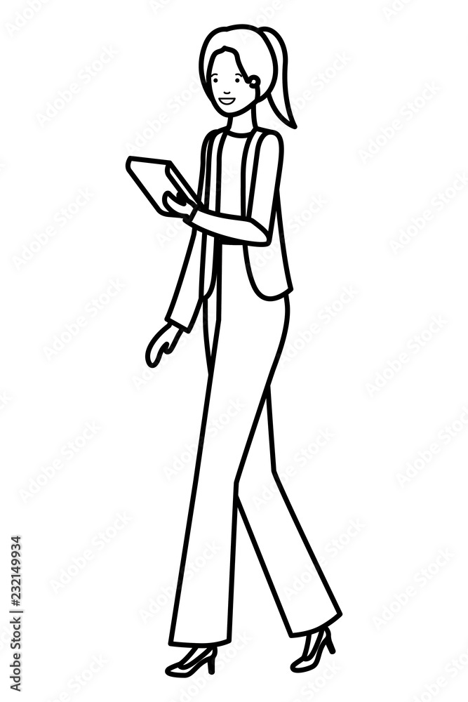business woman wit tablet avatar character business woman wit tablet avatar character