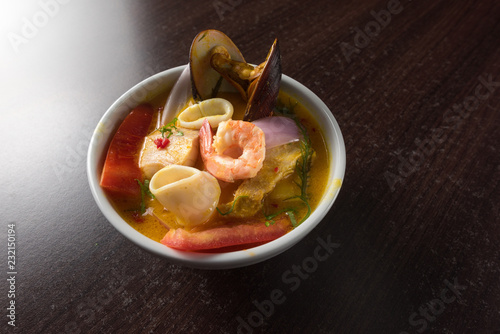 Peruvian food: Seafood soup, called 