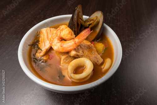 Peruvian food: Seafood soup, called 