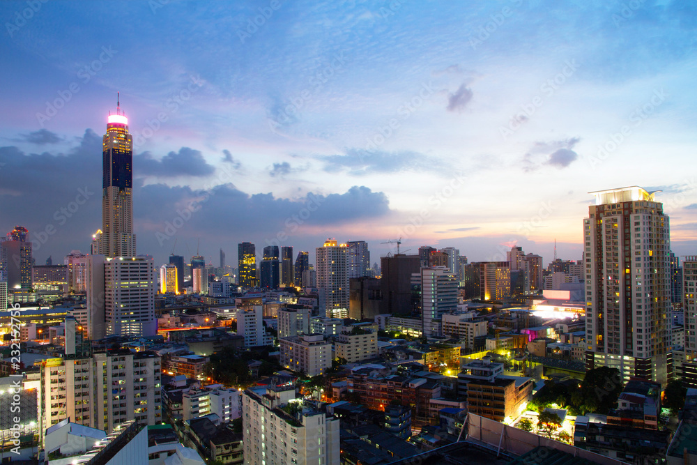 Bangkok metropolis city skyline Twilight in Asia Thailand