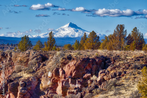 Mt Jefferson showing off its 1st coat of snow for the season  in Oregon photo