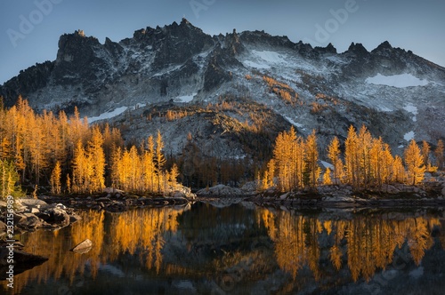 Scenic view of mountain reflecting in lake