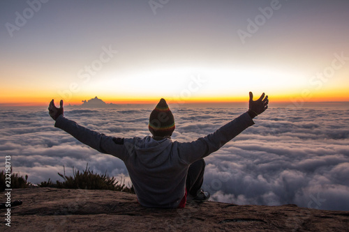 The joy of life on top of mountain photo