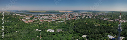 Aerial view of Silistra, Medzhidi Tabia Castle and Danube river, Bulgaria © Atanas