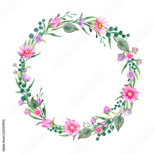 Watercolor floral wreath