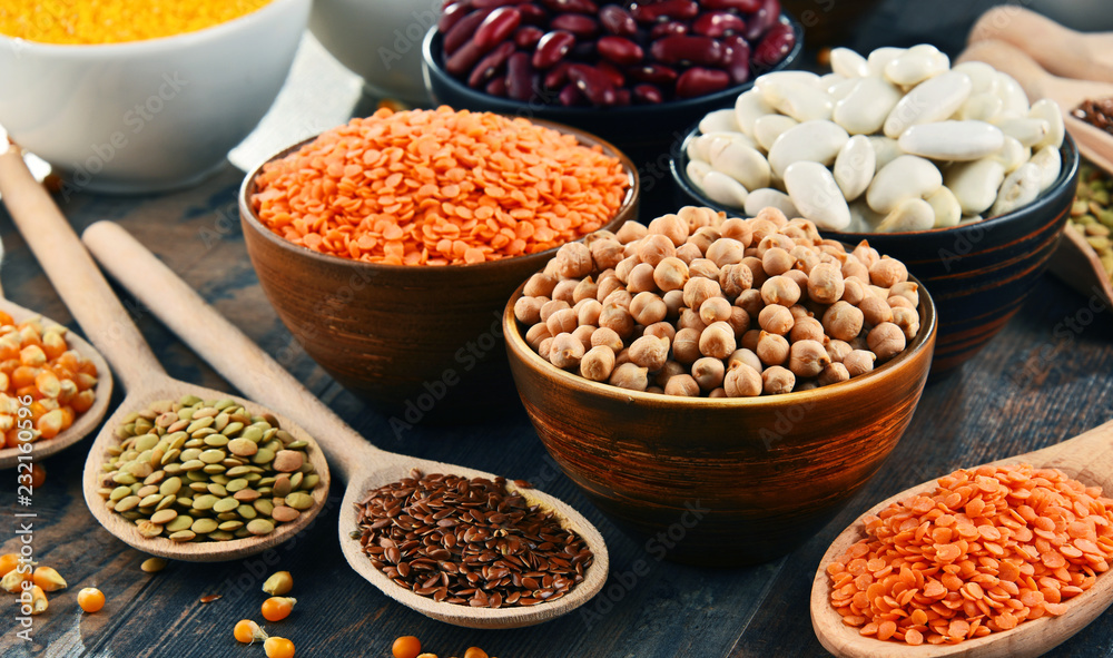 Composition with variety of vegetarian food ingredients Composition with variety of vegetarian food ingredients