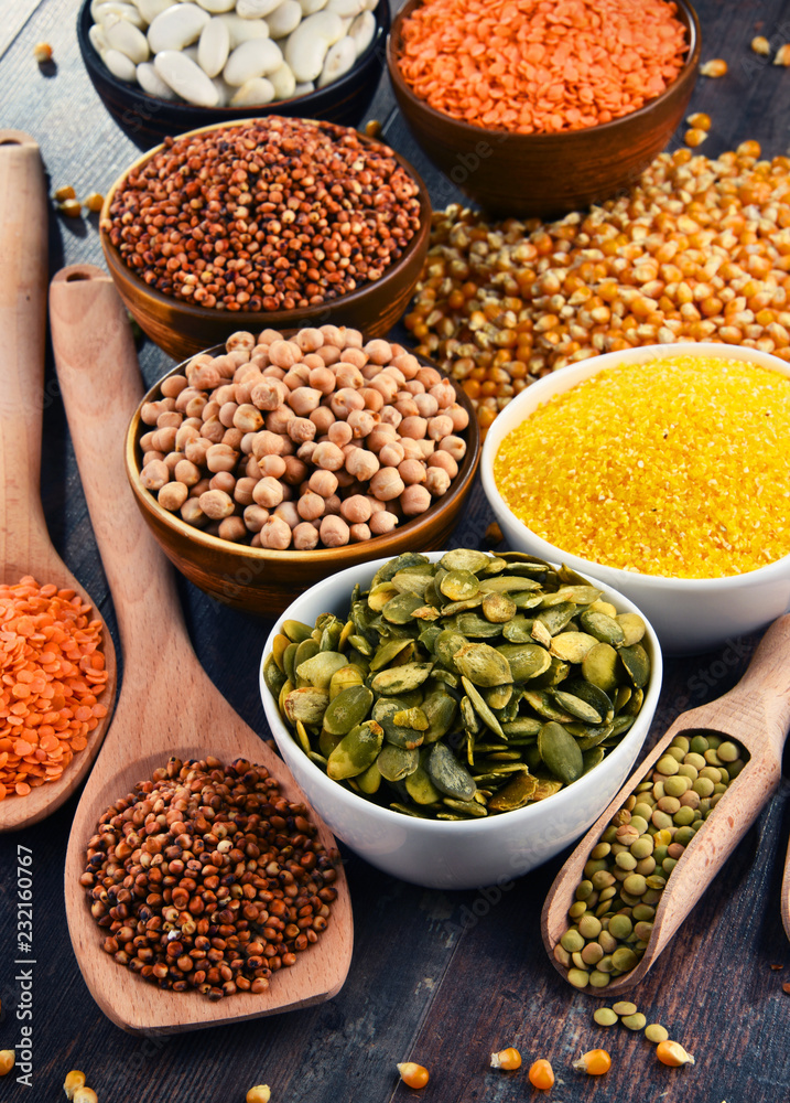 Composition with variety of vegetarian food ingredients Composition with variety of vegetarian food ingredients