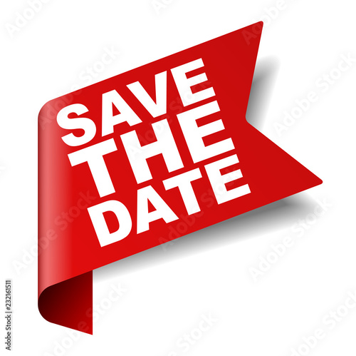 red vector banner save the date