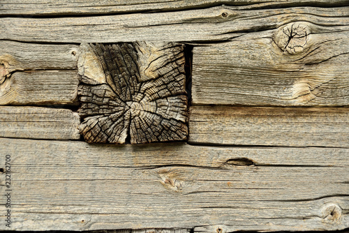 Detail eines  alpinen Holzhauses photo