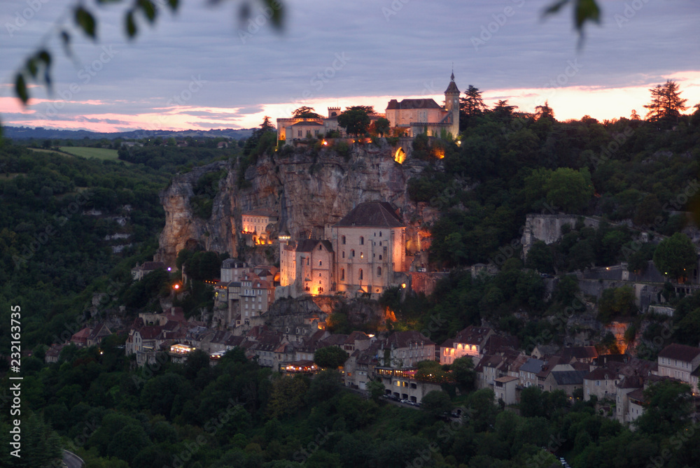 Rocamadour, a village in the river Dordogne in the evening,  southwestern France.....