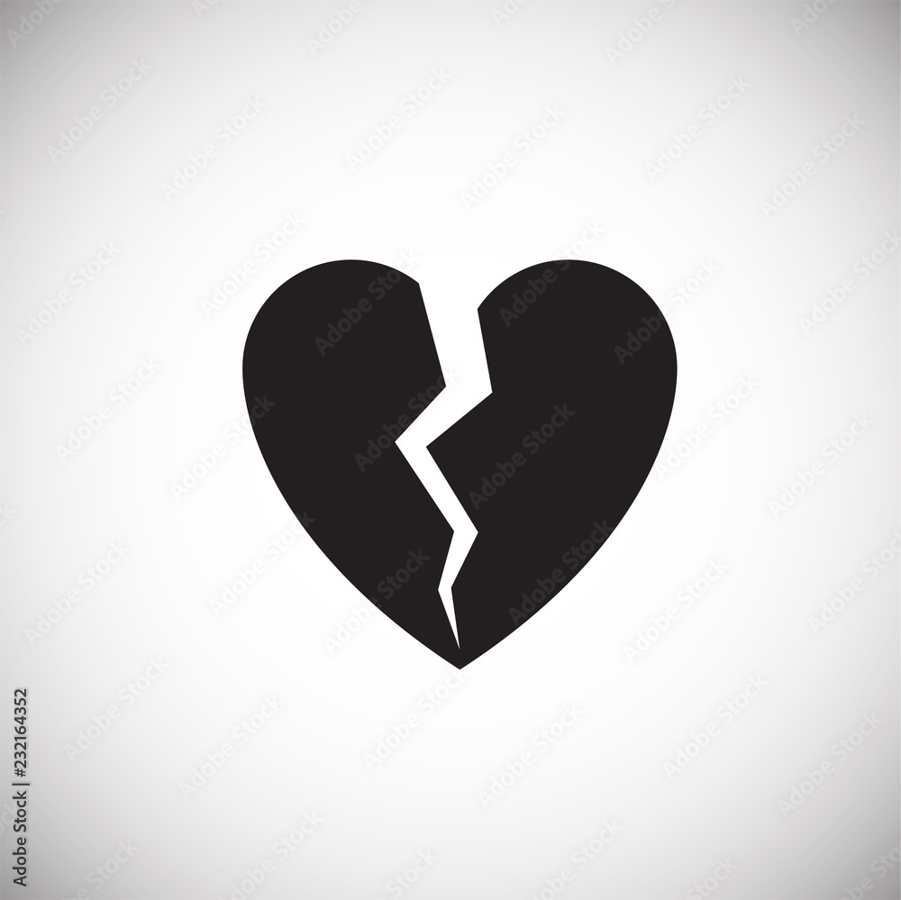 Broken heart on white background icon Broken heart on white background icon