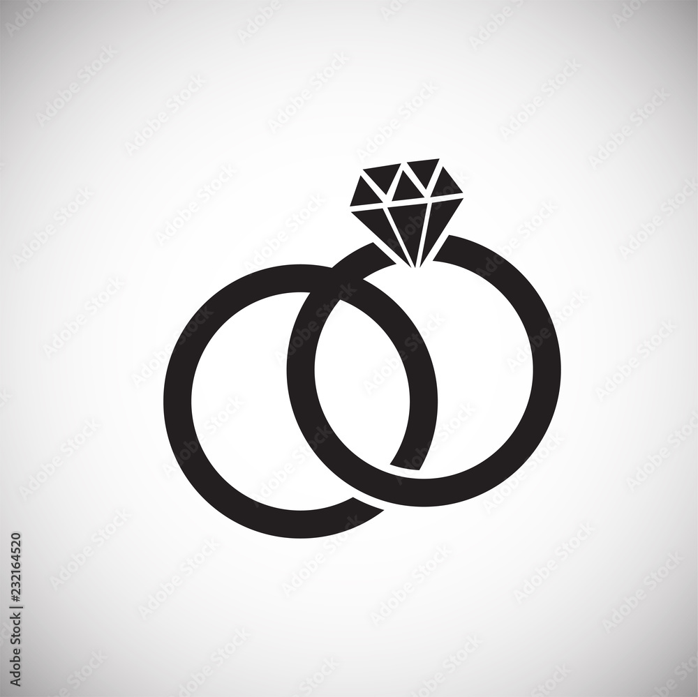 Love rings on white background icon Love rings on white background icon