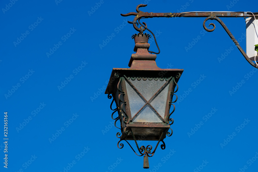 Old street lamp in Obidos, Portugal
