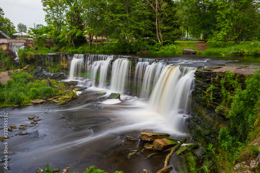 Obraz premium Waterfall at summer time in Keila-Joa, Estonia. Long exposure at daytime.
