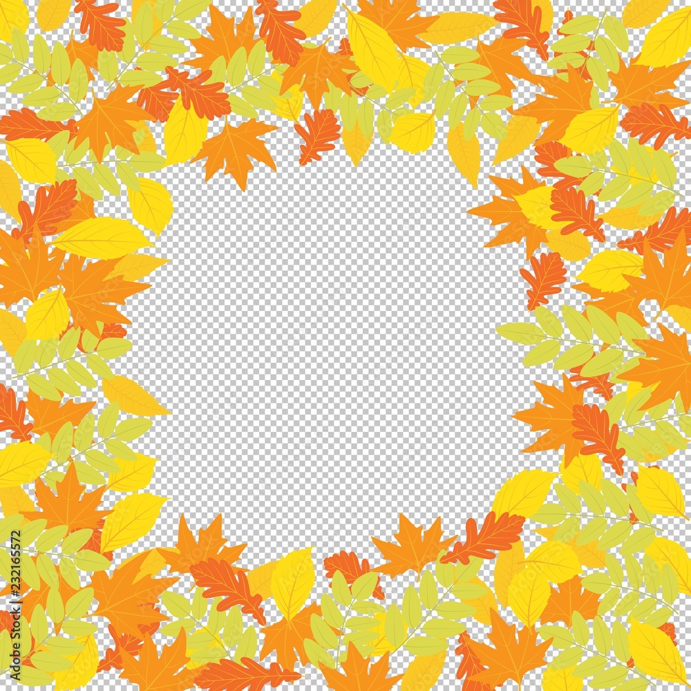 Frame autumn yellowed leaves. Design, decoration, free space for your text or logo. Vector