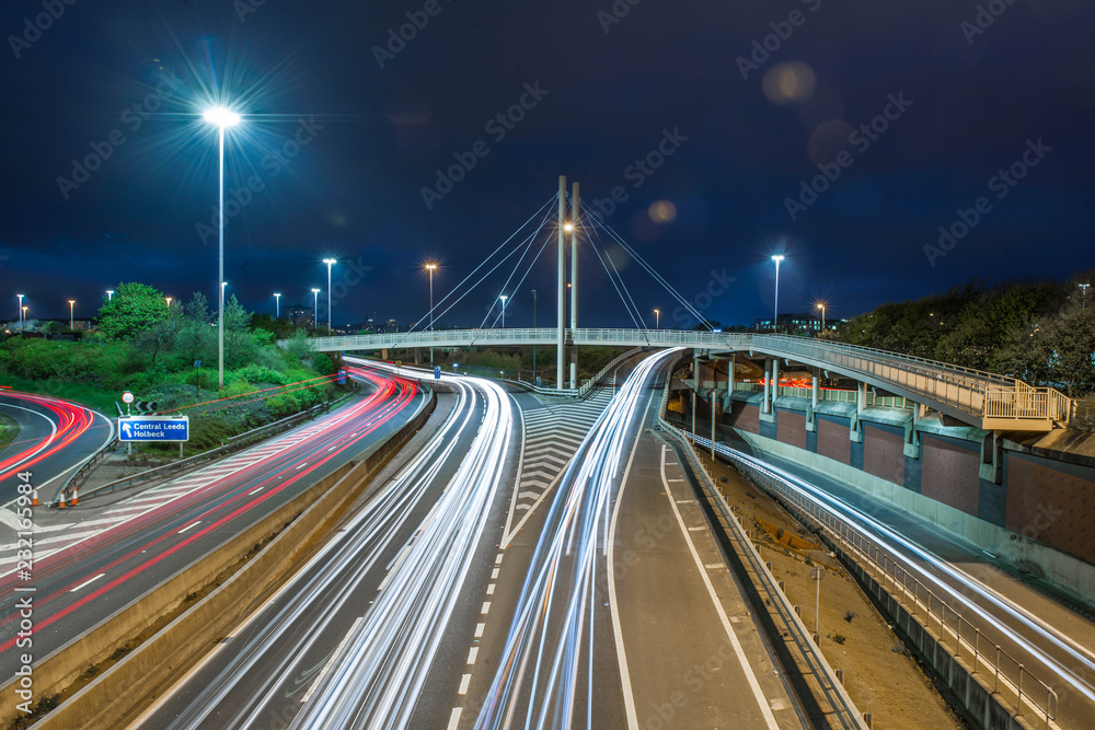 The M621 Motorway In Leeds At Night The M621 Motorway In Leeds At Night