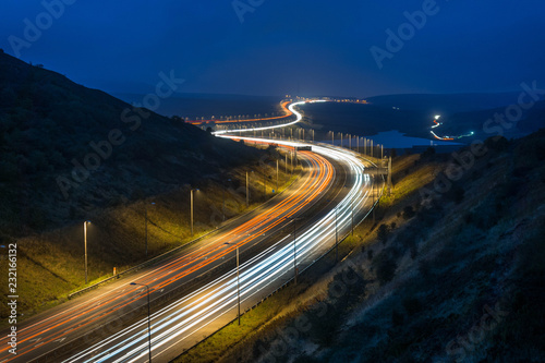 Traffic Snaking Across The Moors On The M62 At Scammonden