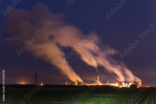 Drax Power Station Working Hard At Night