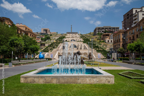Armenia, Yerevan, The Cascade, view of the fountains