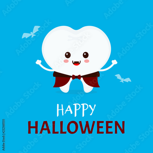 Cute happy smiling funny tooth